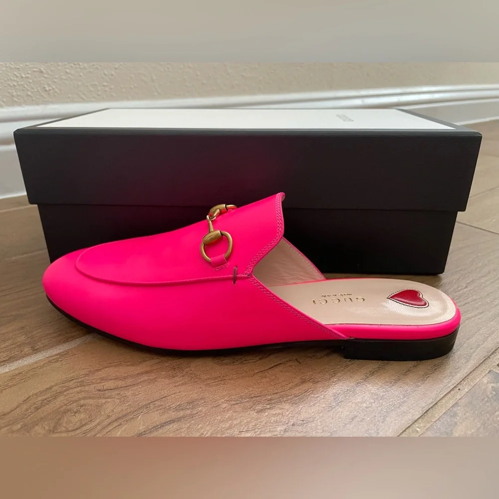 Gucci Hot Pink 37 1/2 Princetown Mules - Picture 9 of 16